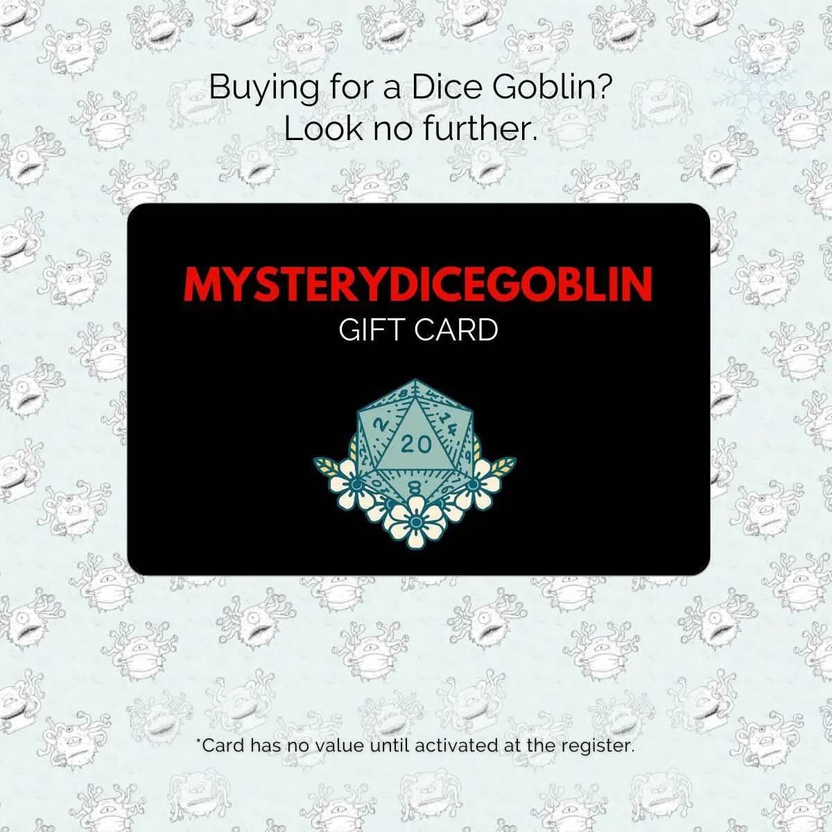 Mystery Dice Gift Cards dnd dice