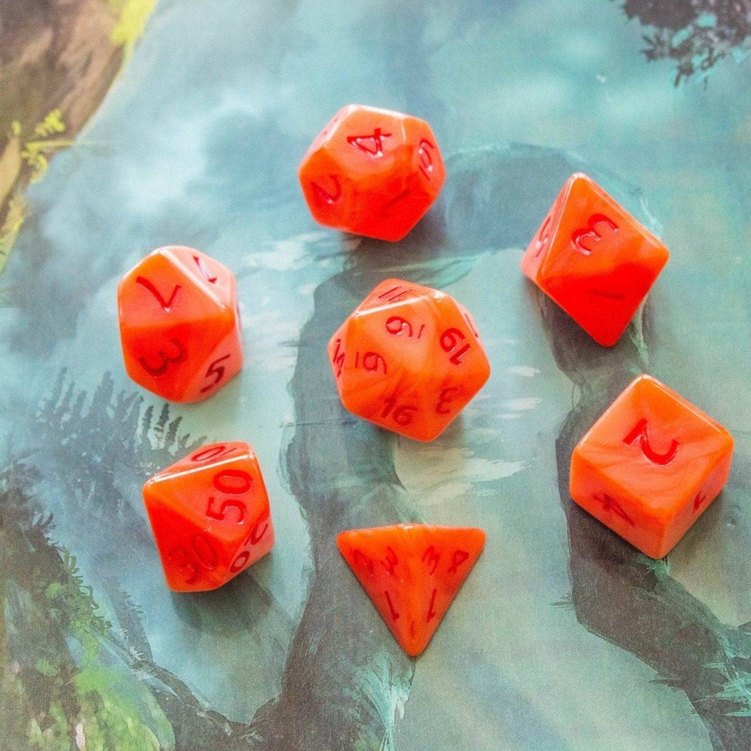 Orange Jester DnD Dice Set - Mystery Dice Goblin