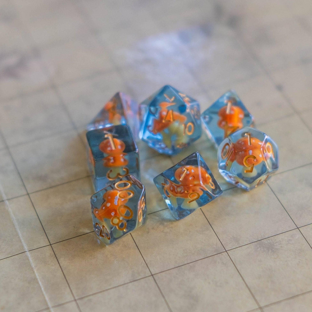 Orange Mushroom DnD Dice Set - Mystery Dice Goblin