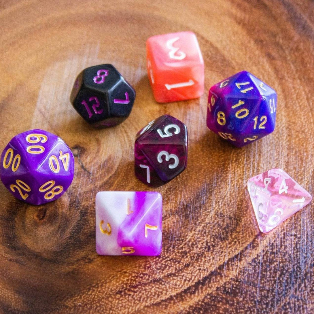 Pink and Purple DnD Dice Set - Mystery Dice Goblin