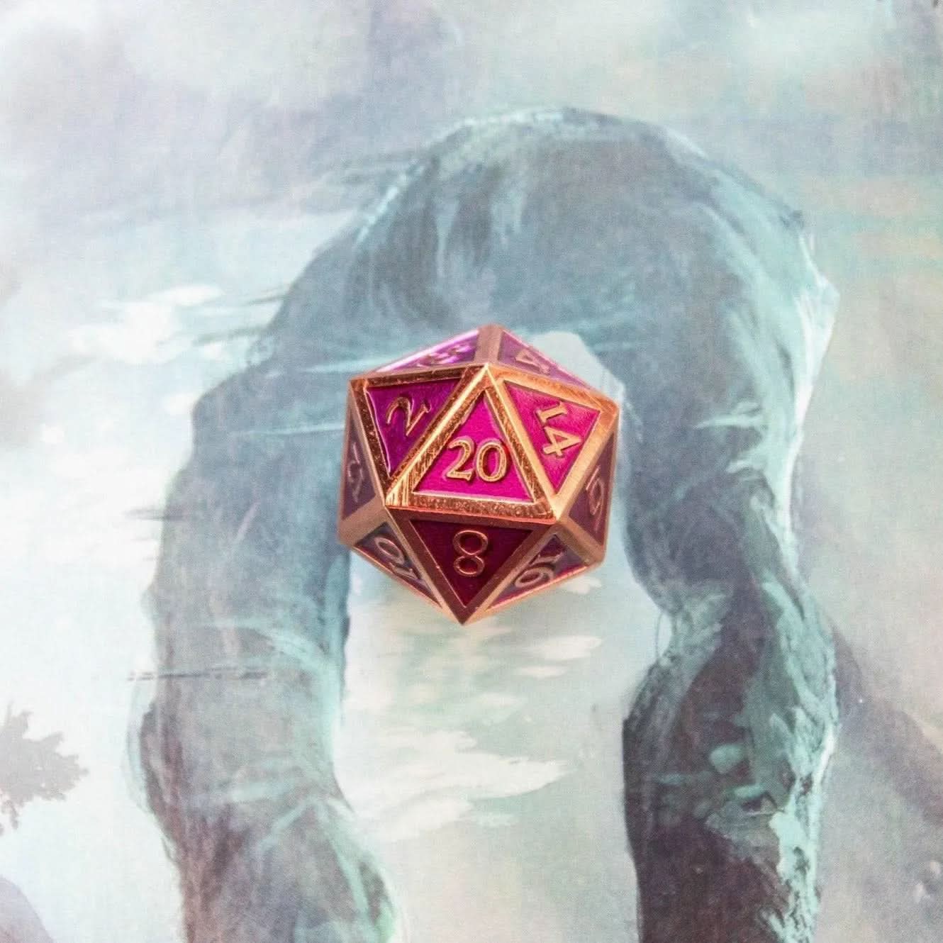 Purple and Rose Gold Metal Dice Set - Mystery Dice Goblin