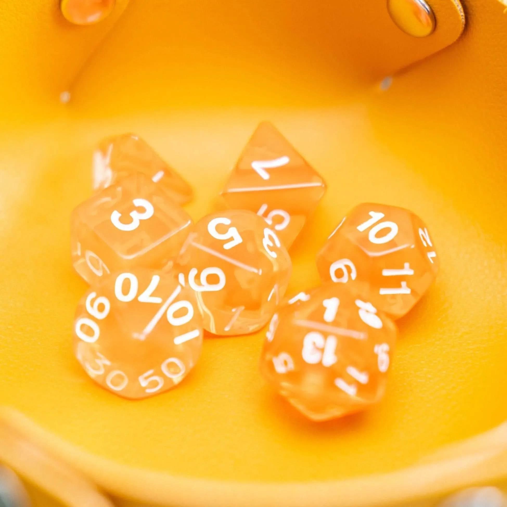 Radiant Orange TTRPG  Dice Set - Mystery Dice Goblin