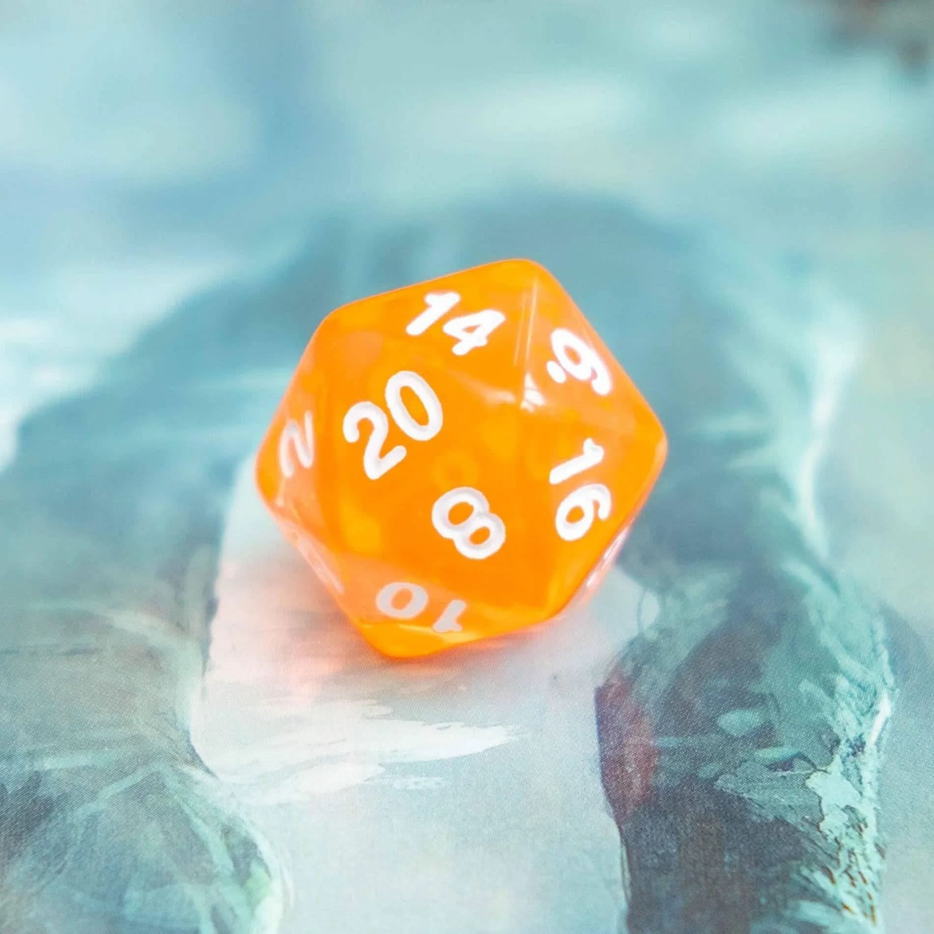 Radiant Orange TTRPG  Dice Set - Mystery Dice Goblin