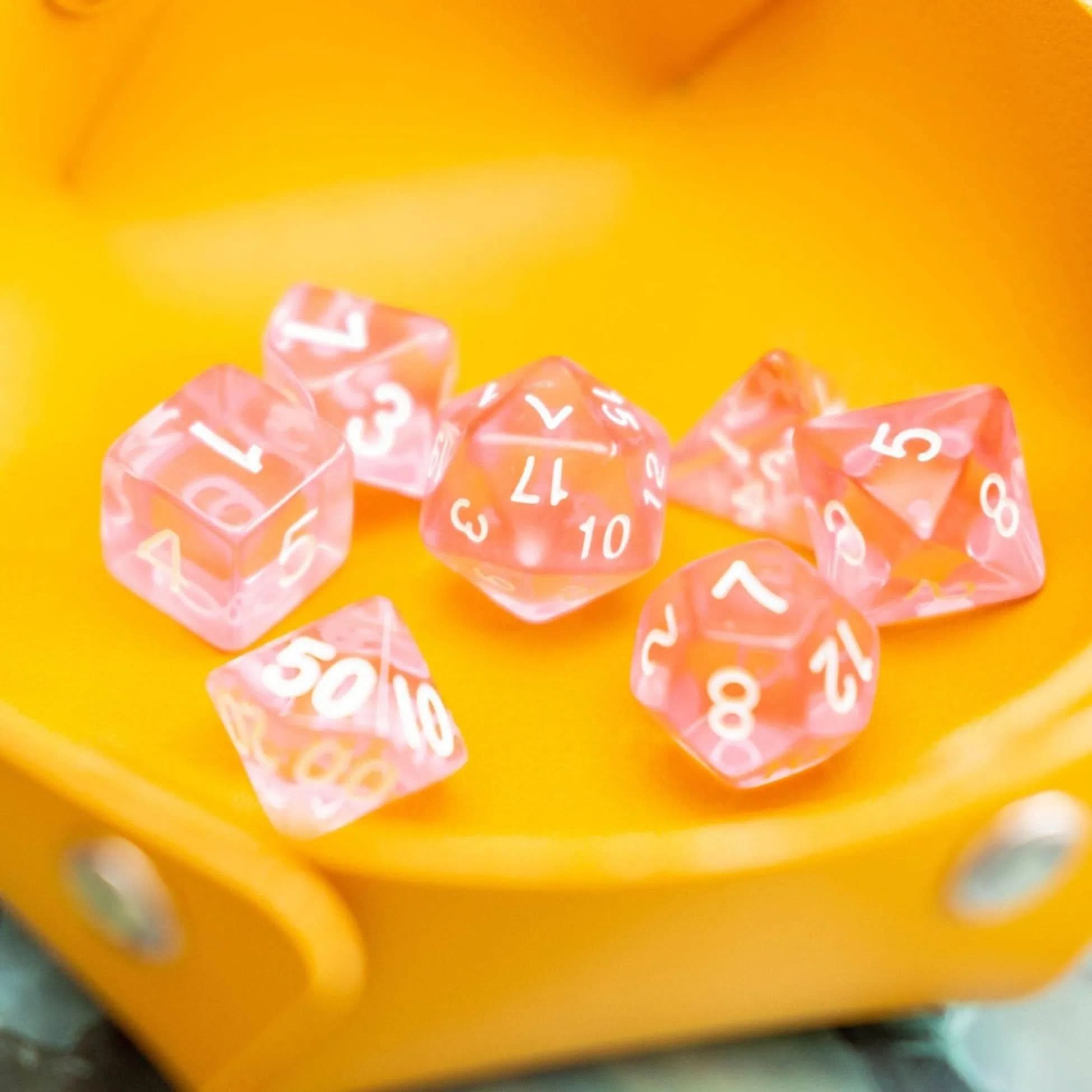 Radiant Pink TTRPG  Dice Set - Mystery Dice Goblin