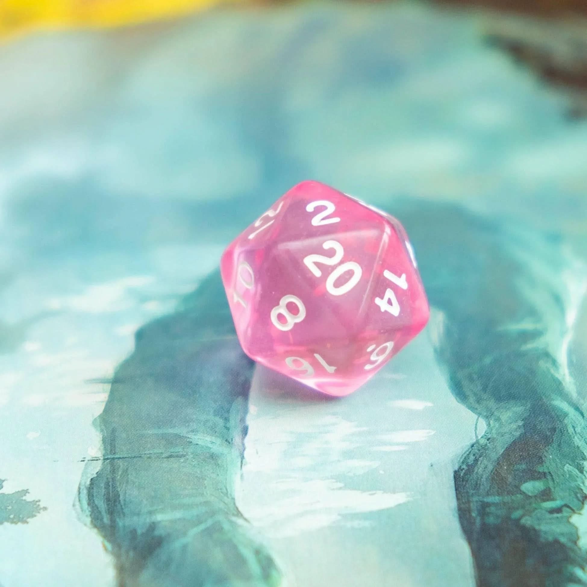 Radiant Pink TTRPG  Dice Set - Mystery Dice Goblin