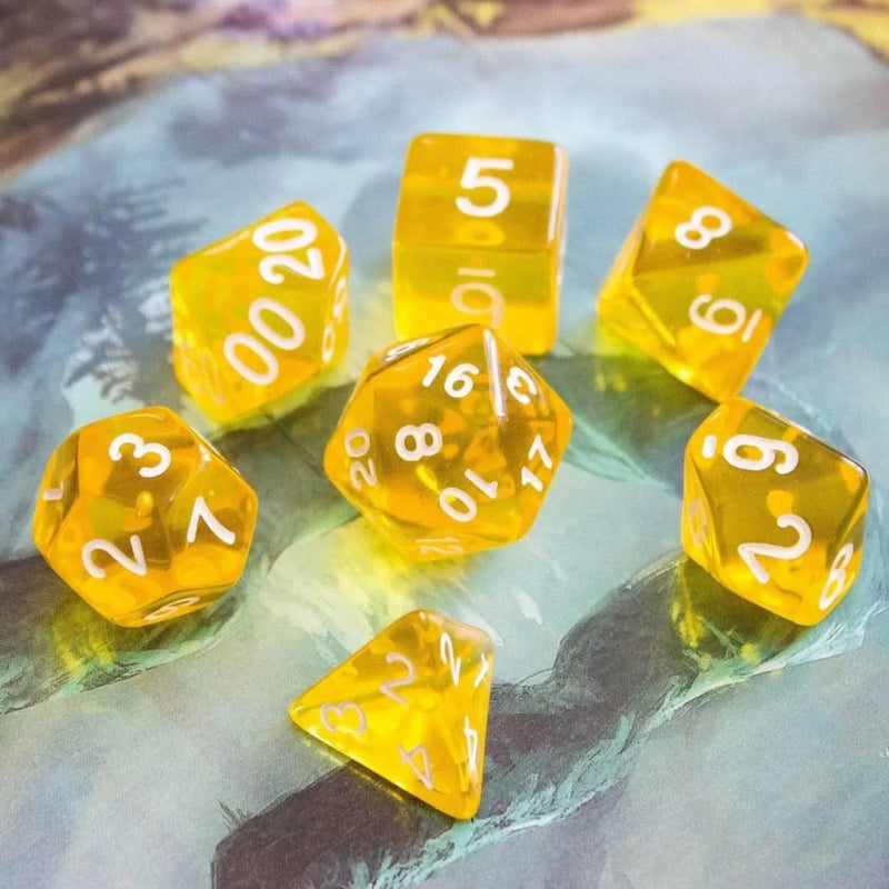 Transparent Yellow Dice Set