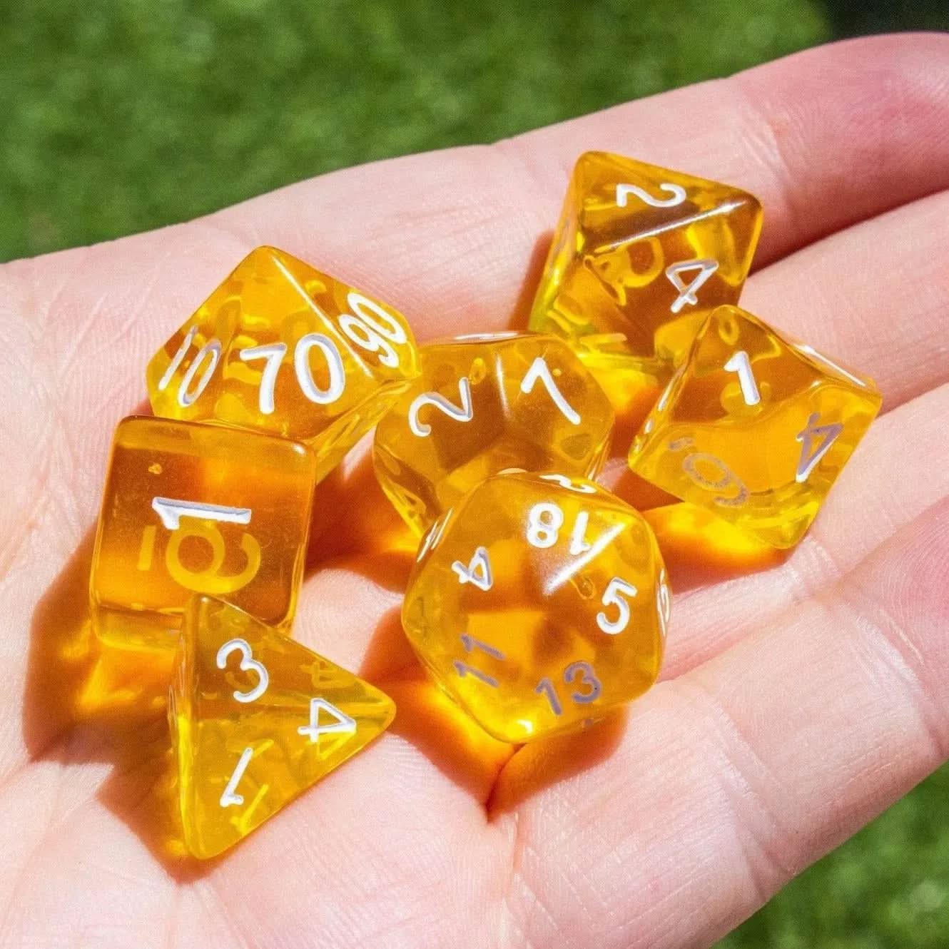 Radiant Yellow TTRPG  Dice Set - Mystery Dice Goblin