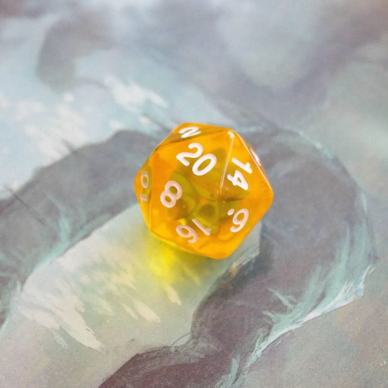 Radiant Yellow TTRPG  Dice Set - Mystery Dice Goblin