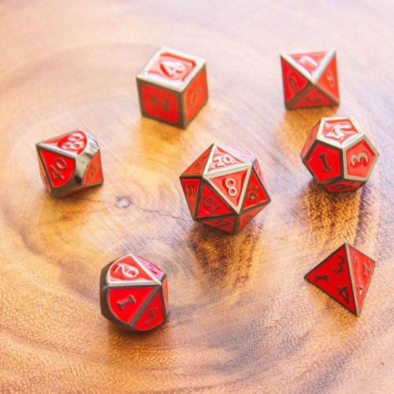 Red Metal DnD Dice Set | Dungeons and Dragons DnD Dice – dnd dice