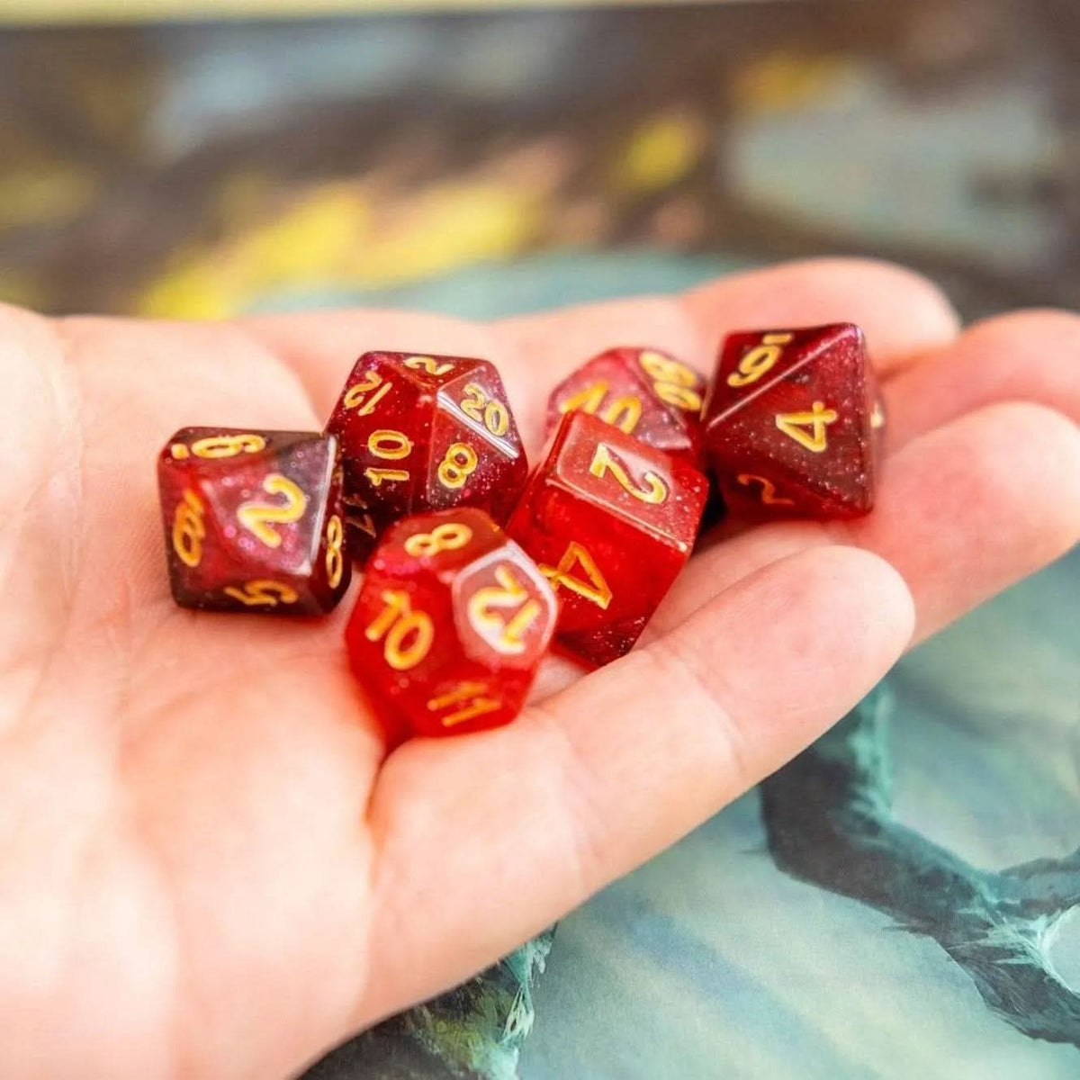 Red and Black Galaxy Dice Set