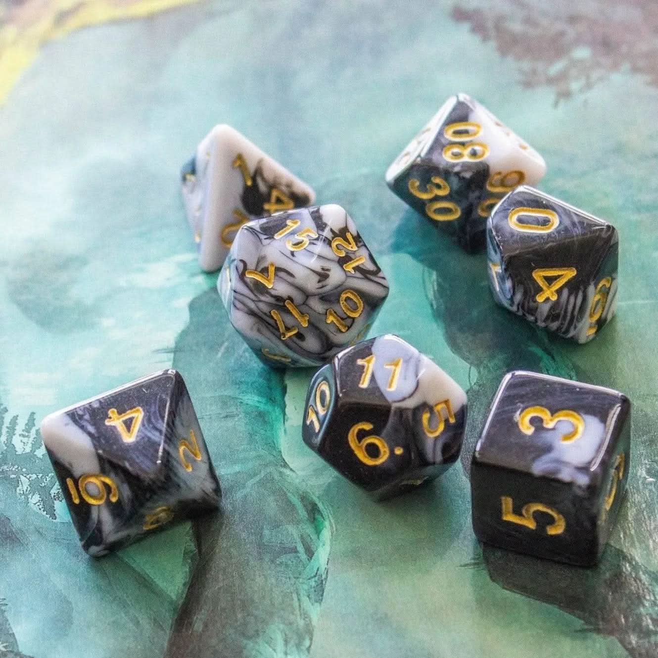 Black and White Two Tone Dice Set