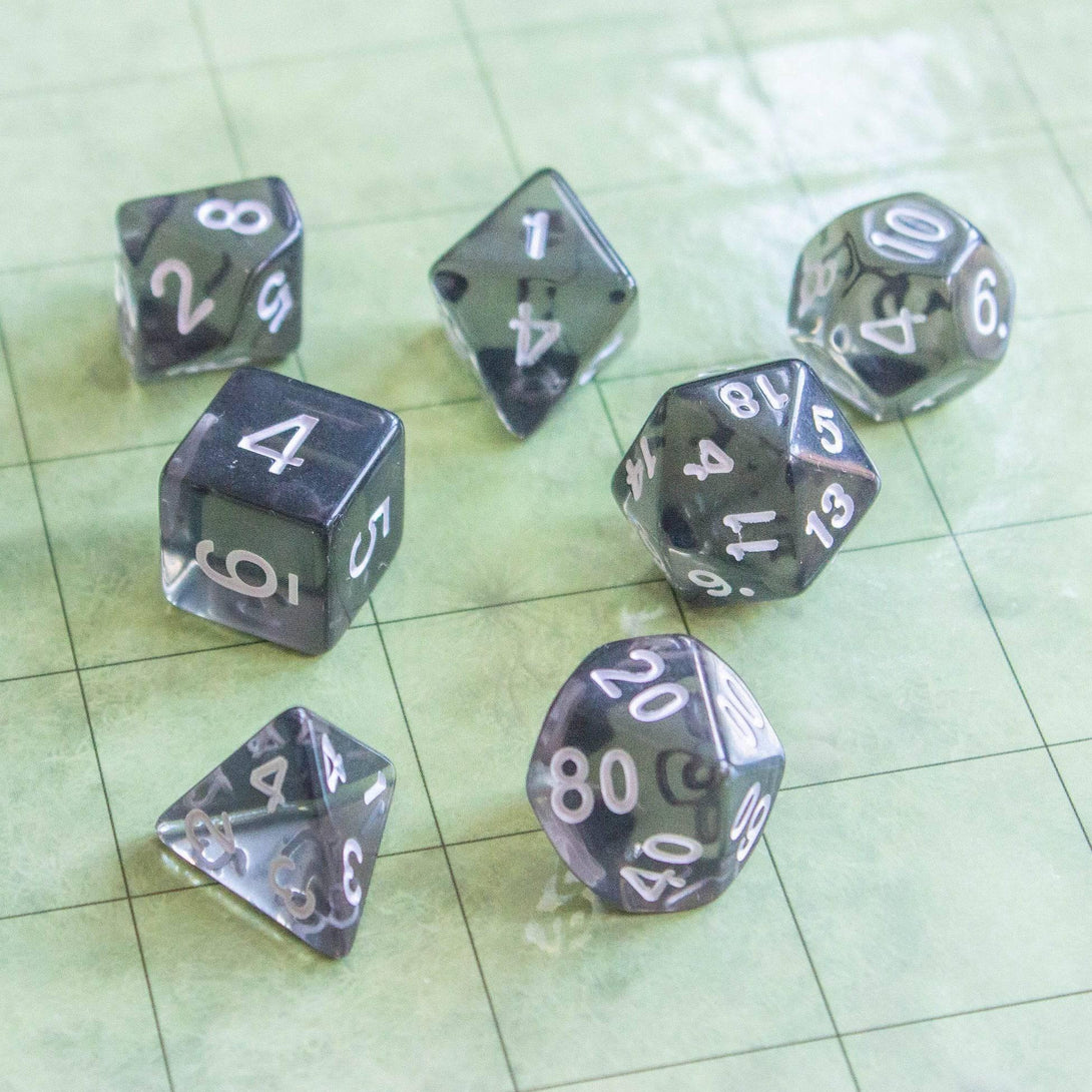 Transparent Black DnD Dice Set - Mystery Dice Goblin