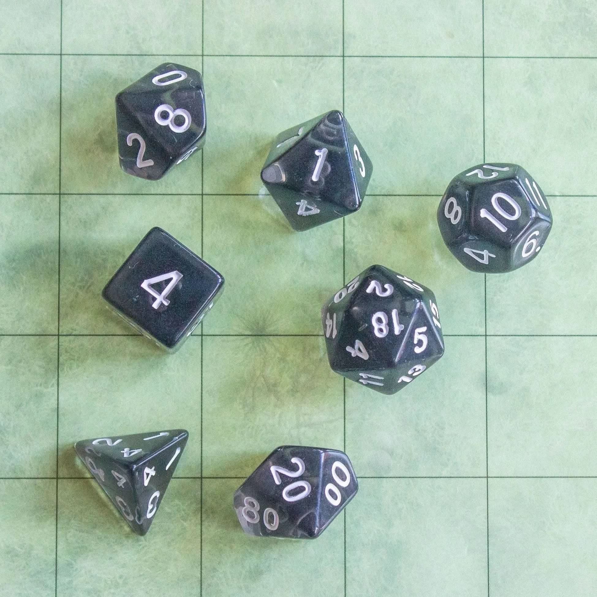 Transparent Black Dice Set
