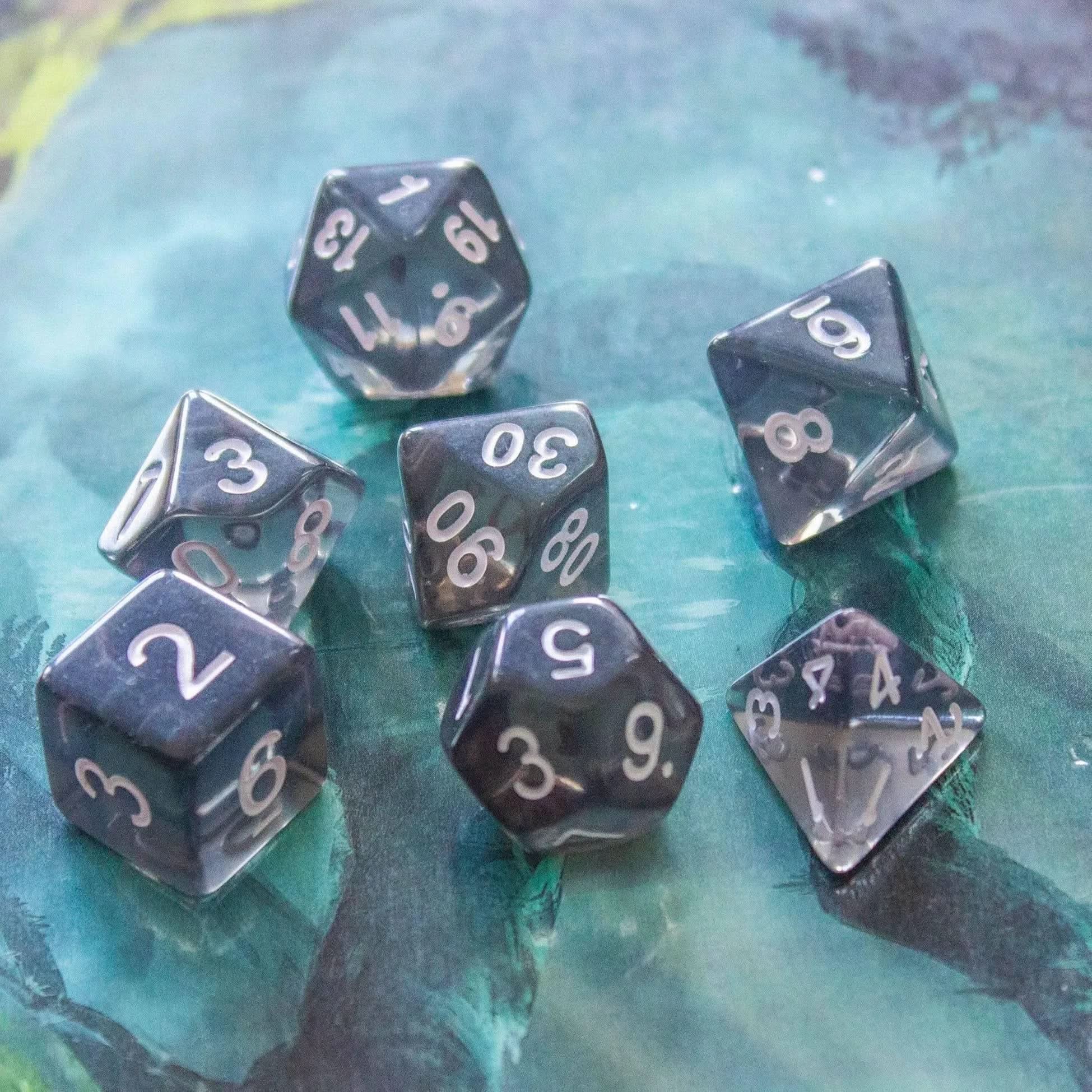 Transparent Black Dice Set