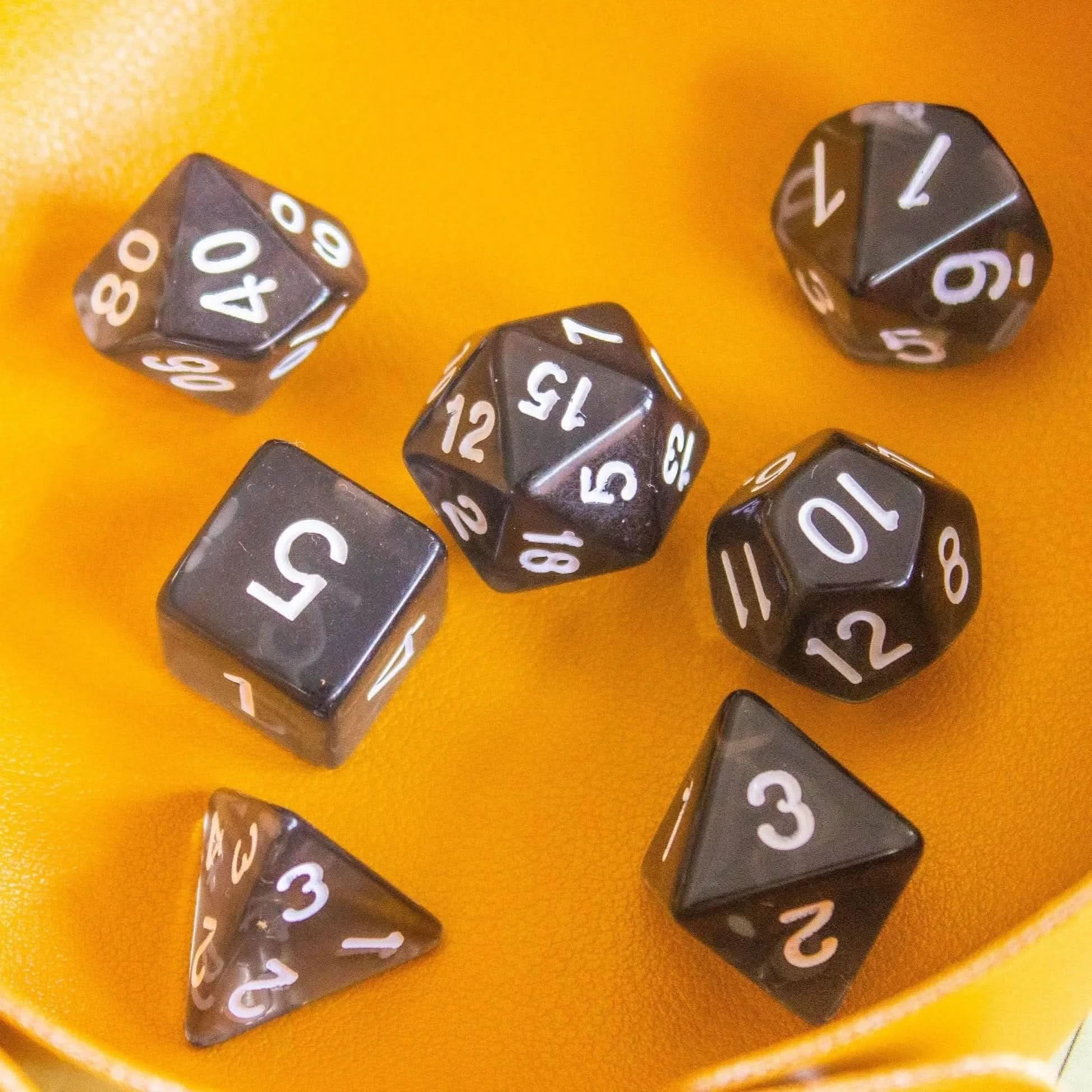 Transparent Black Dice Set