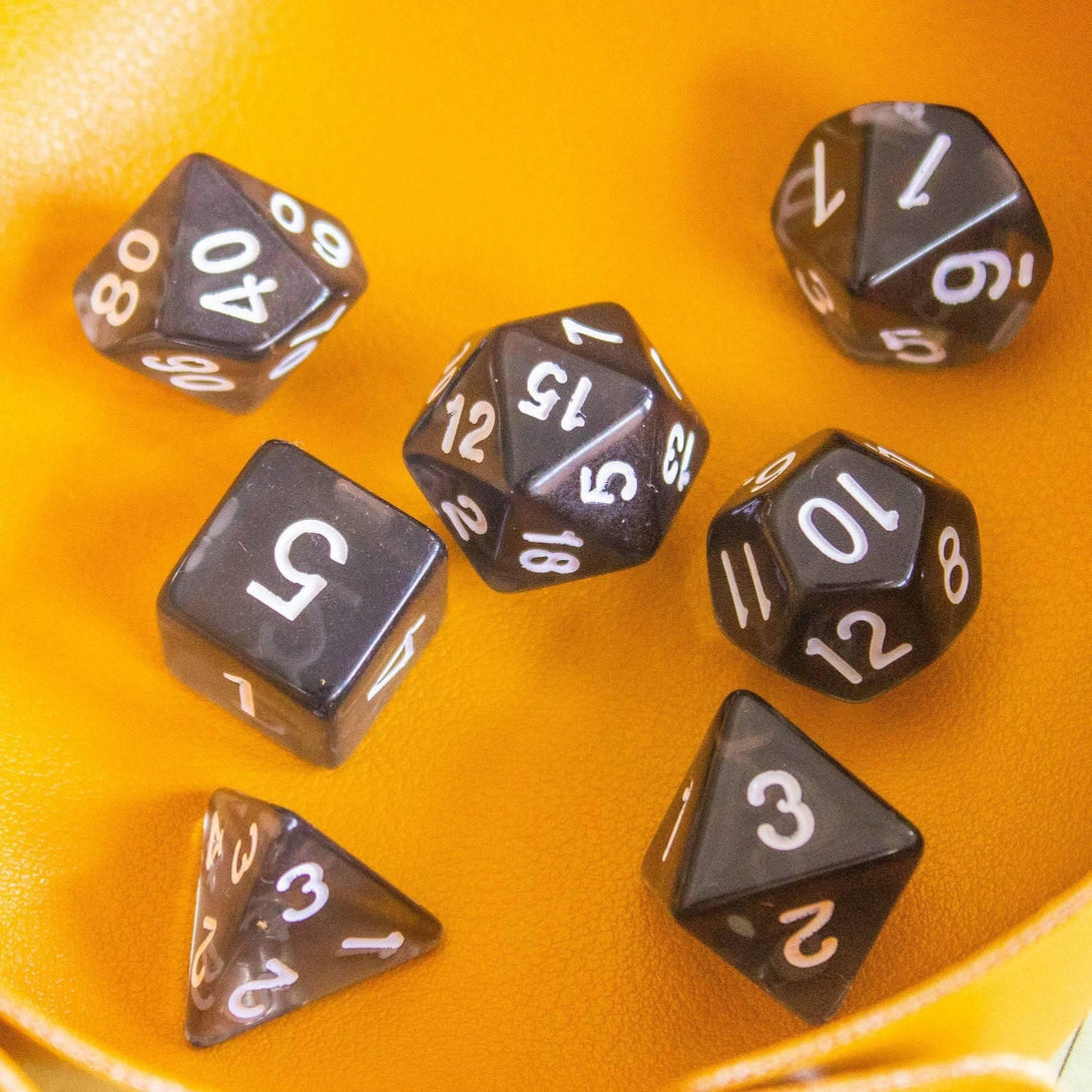 Transparent Black DnD Dice Set - Mystery Dice Goblin