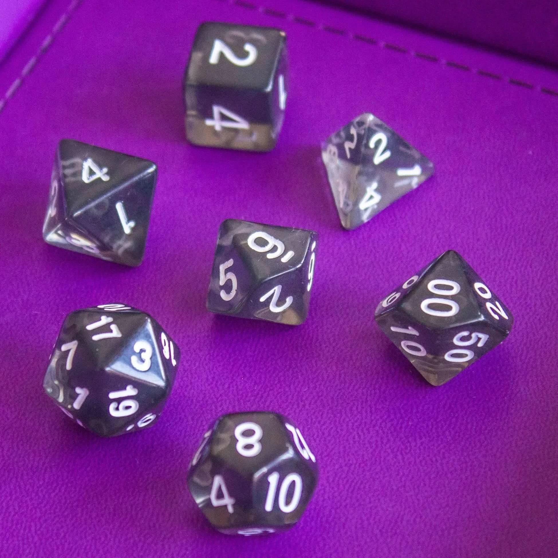 Transparent Black Dice Set