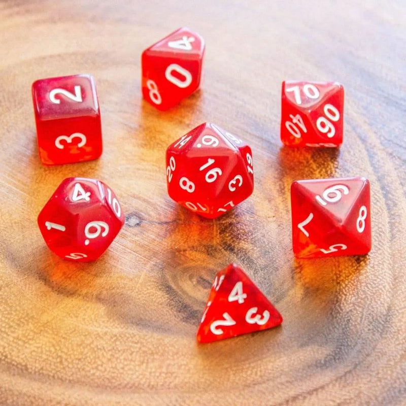 Transparent Red Dice Set