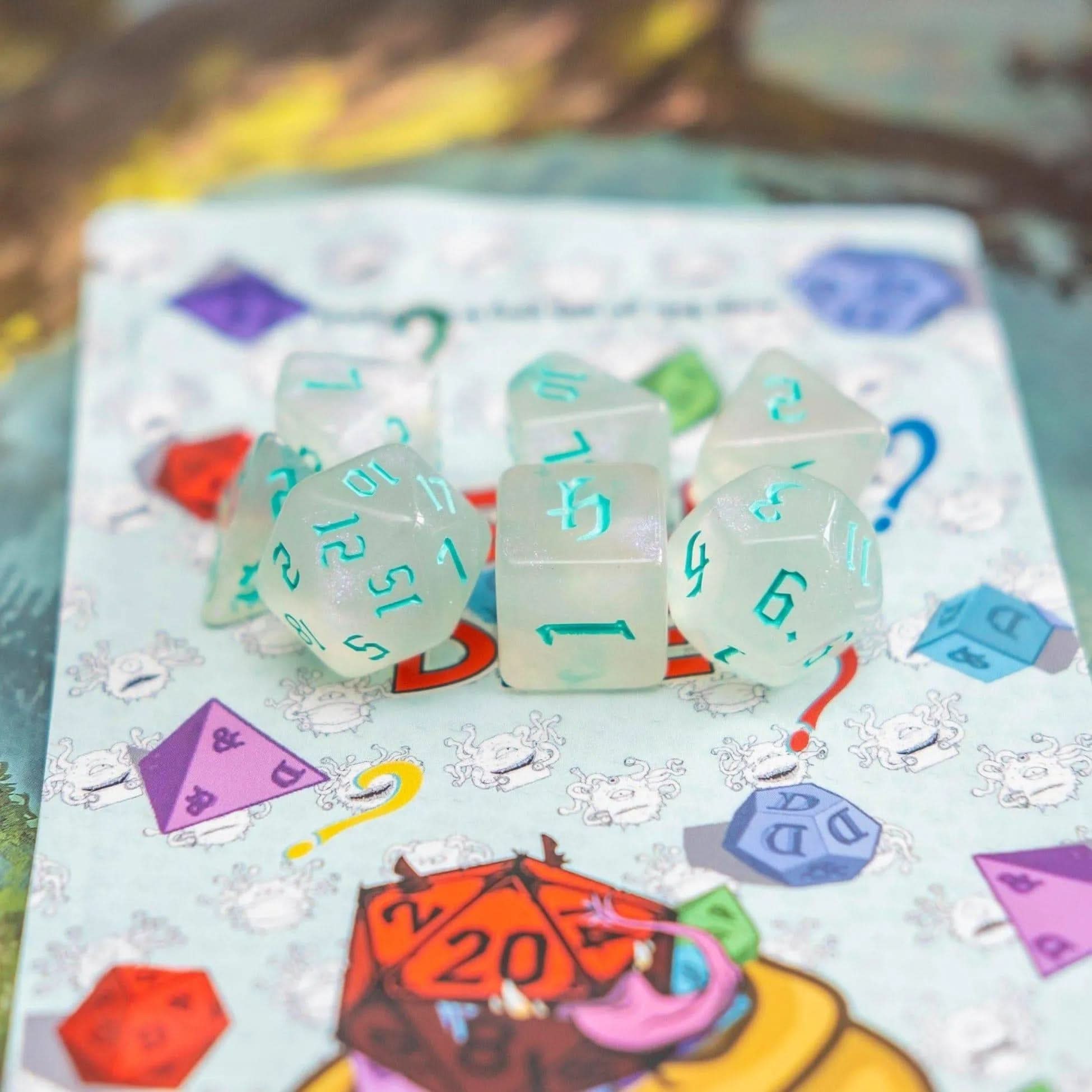 Turquoise Fog TTRPG  Dice Set - Mystery Dice Goblin
