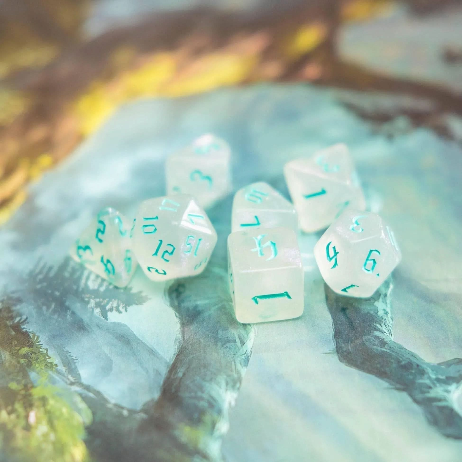 Turquoise Fog TTRPG  Dice Set - Mystery Dice Goblin