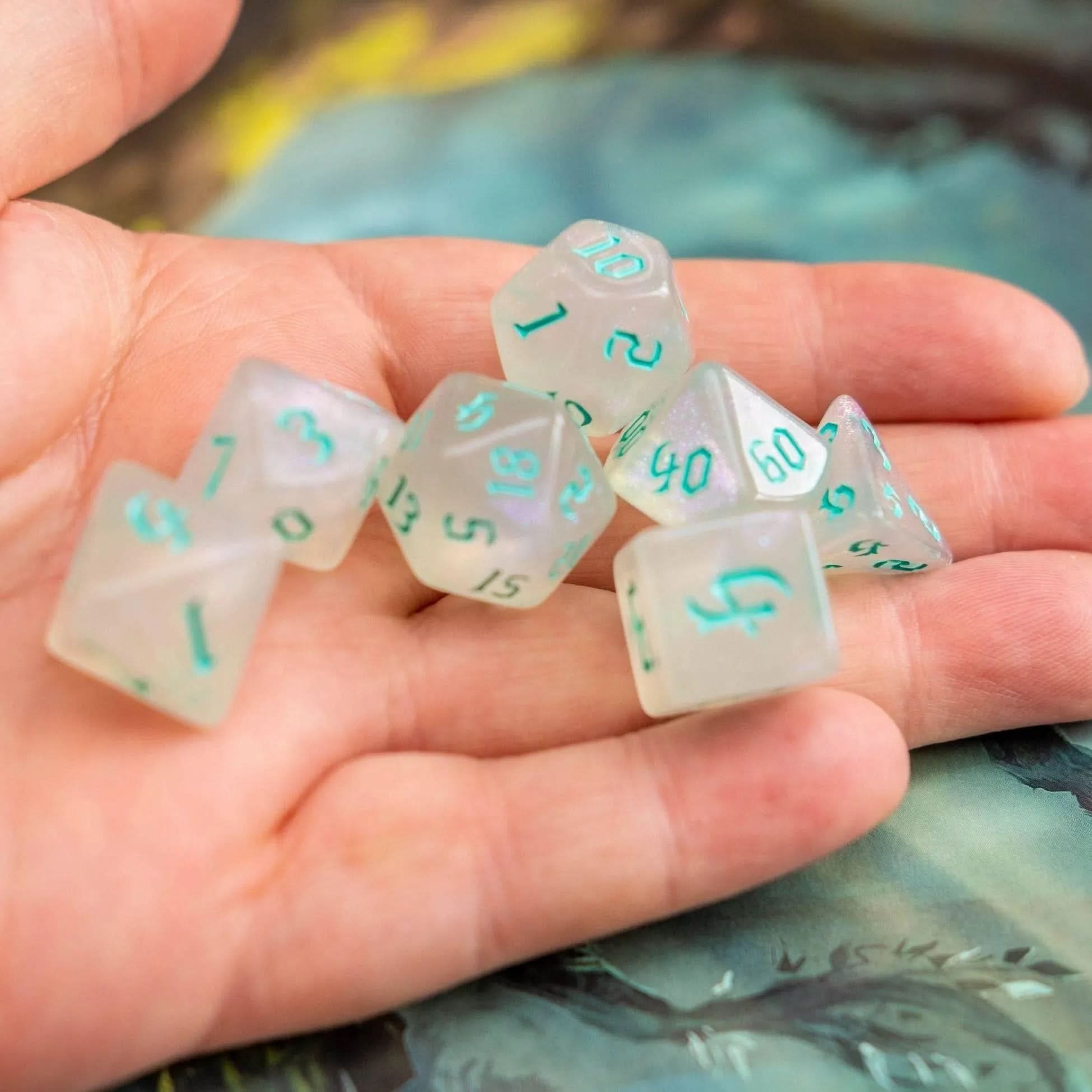 Turquoise Fog TTRPG  Dice Set - Mystery Dice Goblin