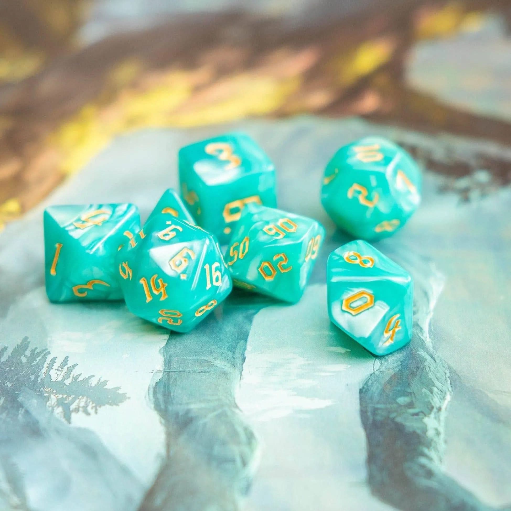 Turquoise Mist TTRPG  Dice Set - Mystery Dice Goblin