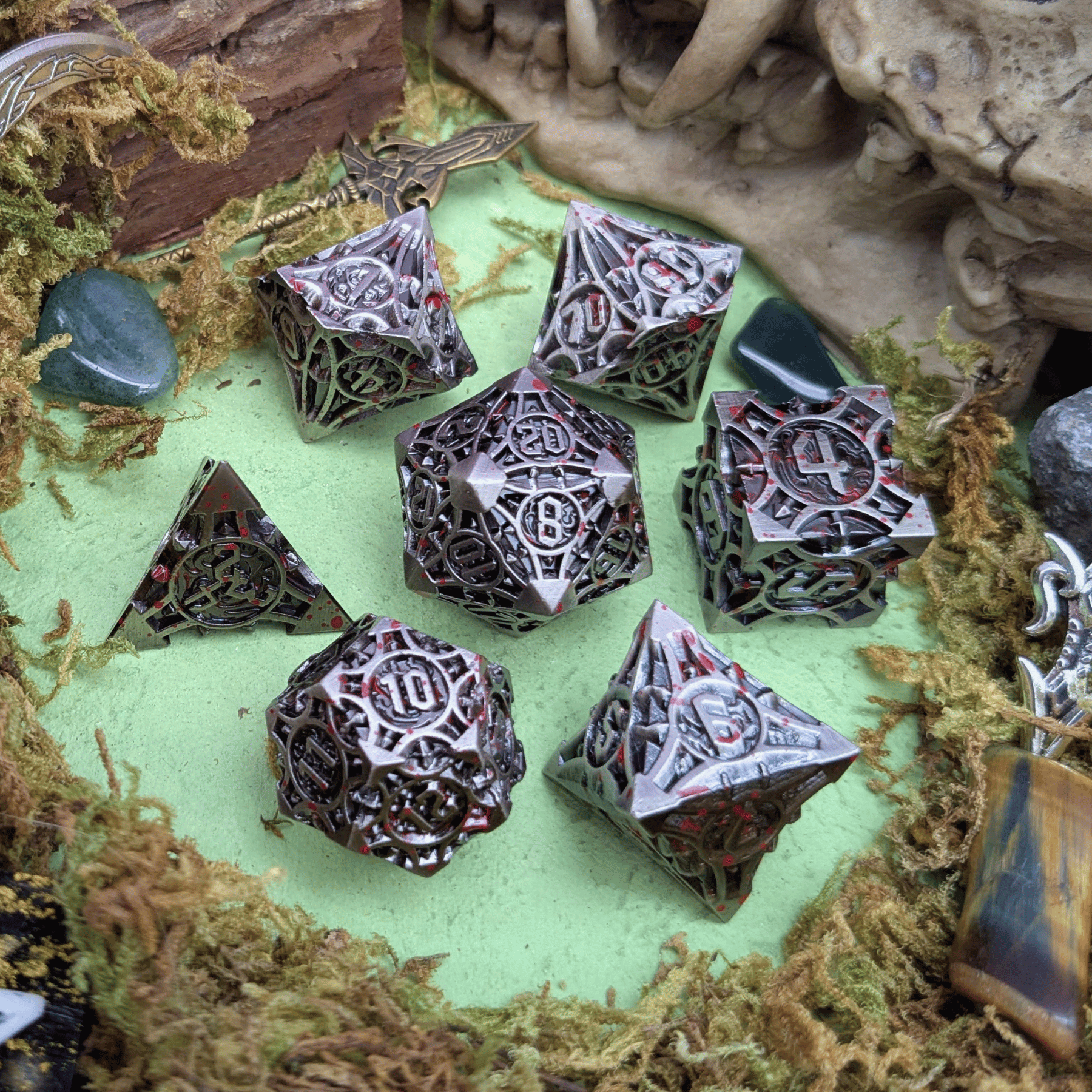 Point Splatter Metal Core Dice Set
