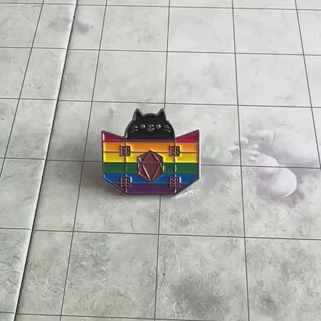 Rainbow Pride Dungeon Meowster Cat Pin