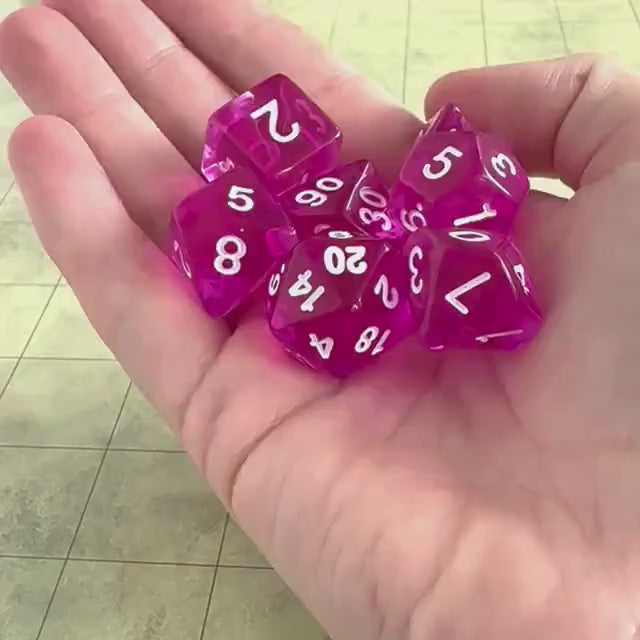 Transparent Pink Raspberry | DnD Dice | Pink Dice | Transparent Dice | Spellcaster Dice