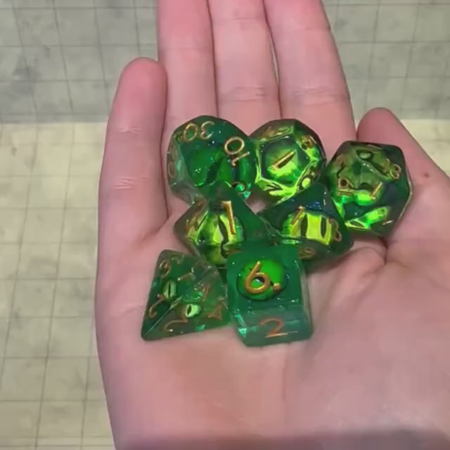 Green Snake Eyes Dice Set