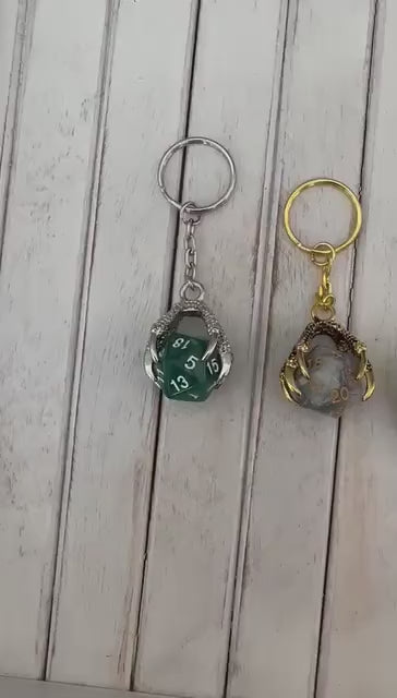 Removable D20 Dice Keyring - Claw of Holding - D20 Dice DnD Key Chain - Key Ring DnD and other Tabletop RPGs
