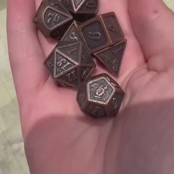 Full Bronze Metal Dice Set