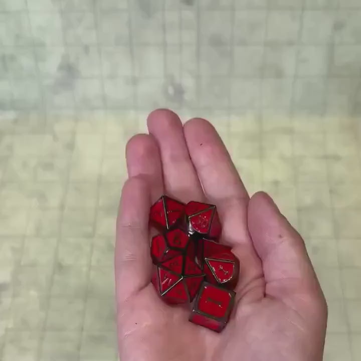 Red Metal Dice Set
