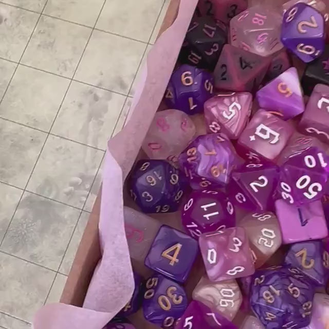 Pink and Purple DnD Dice Set