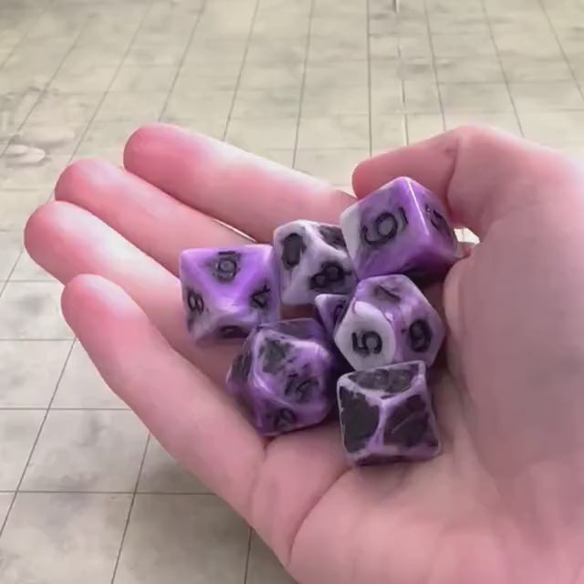 Archaic Purple DnD Dice Set | Dungeons and Dragons Purple Dice (7) | Polyhedral Dice
