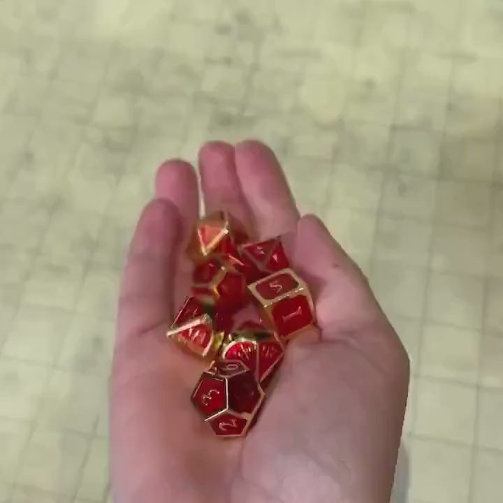 Red and Gold Metal Dice Set