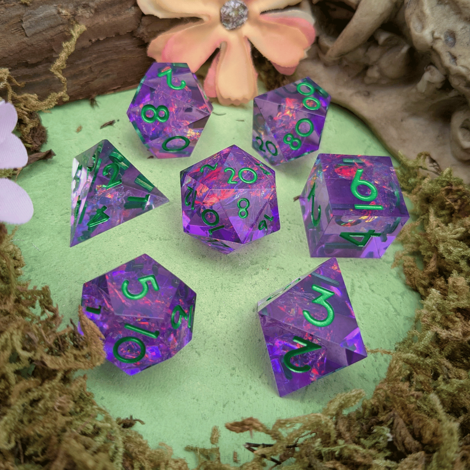 Bright Purple Sharp Dice Set