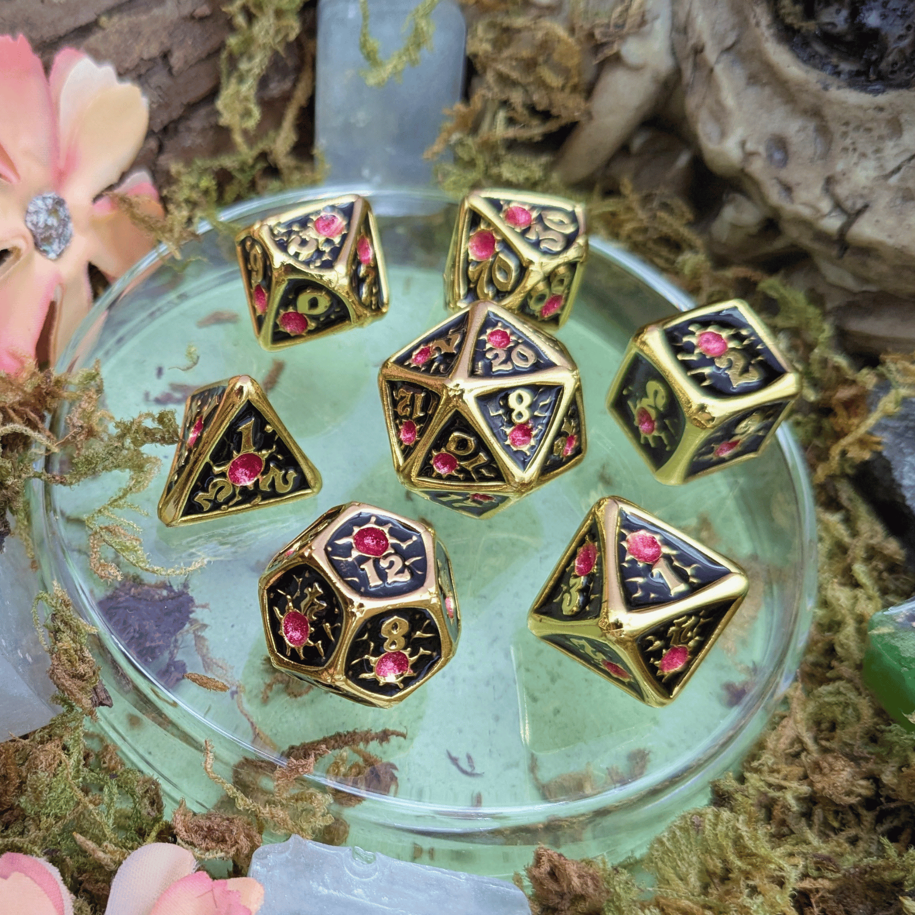 Royal Black Metal Core Dice Set