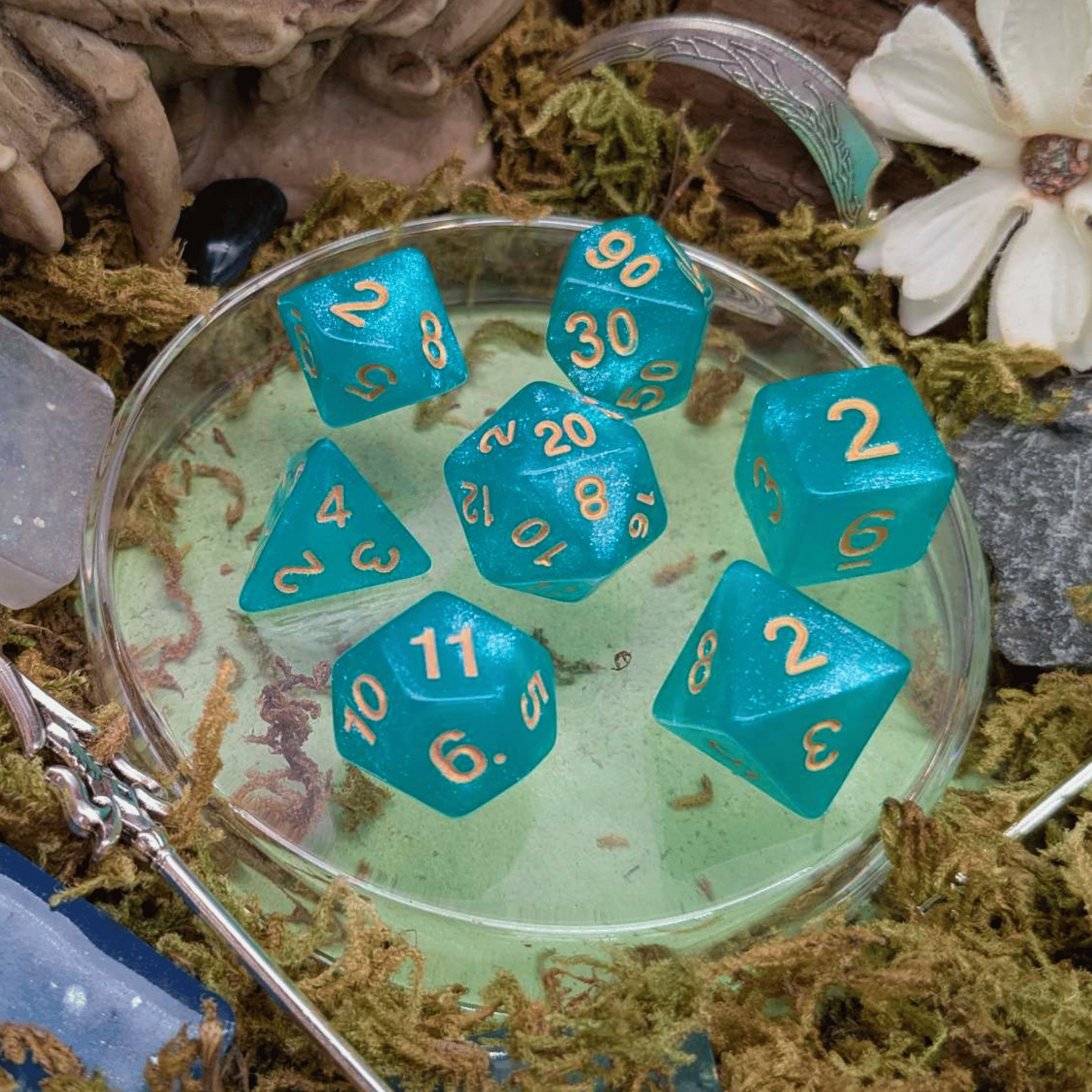 Turquoise Shimmer Dice Set