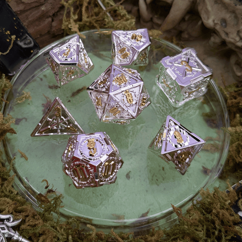 Swords Silver Metal Core Dice Set