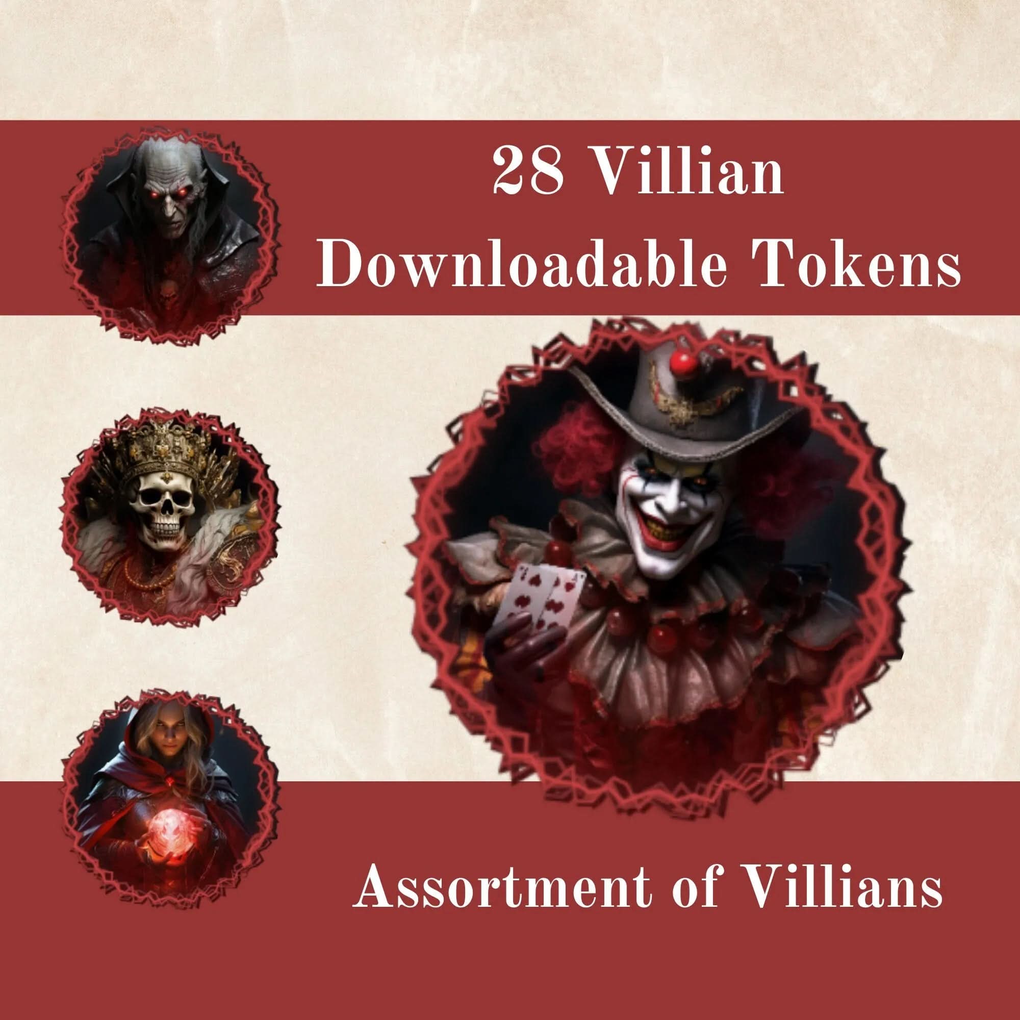 28 DnD Villian Tokens - Downloadable | Dungeons and Dragons Tokens | Roll20 | Foundry VTT | Fantasy Grounds | Battle Map Tokens