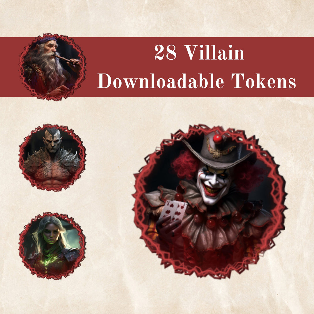 28 DnD Villian Tokens - Downloadable | Dungeons and Dragons Tokens | Roll20 | Foundry VTT | Fantasy Grounds | Battle Map Tokens