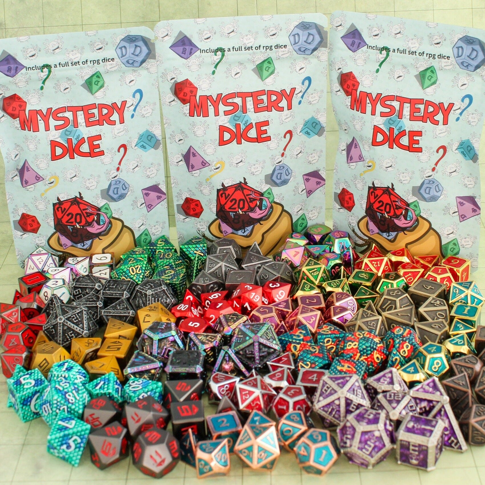 Dungeons and Dragons, Metal Mystery Dice DnD Dice over 100 styles available, Polyhedral Metal Dice never the same sets | DnD Dice