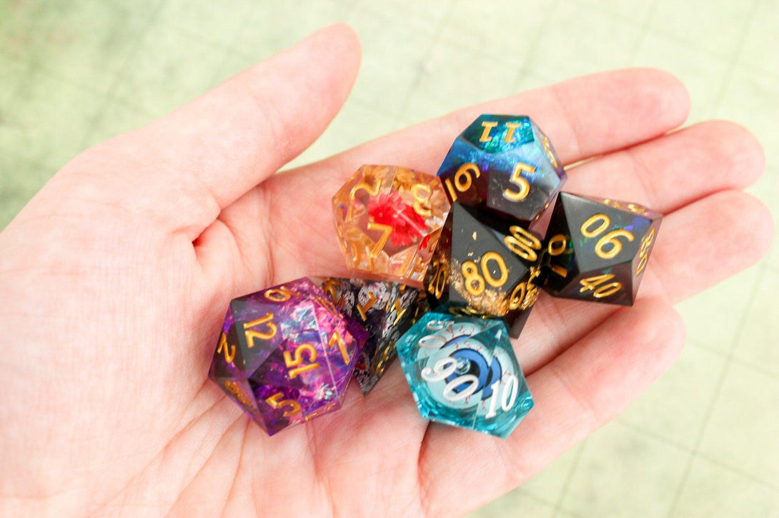 Dungeons and Dragons, Sharp Mystery Dice DnD Dice over 100 styles available, Sharp Polyhedral Dice never the same sets | DnD Dice