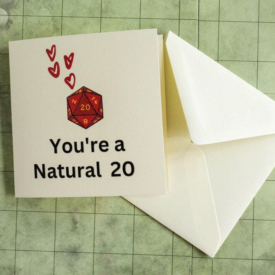 DnD You're a Natural 20 Romance Love Card | Dungeons and Dragons Card | DnD Card | DnD Present | DnD Love | DnD Gift