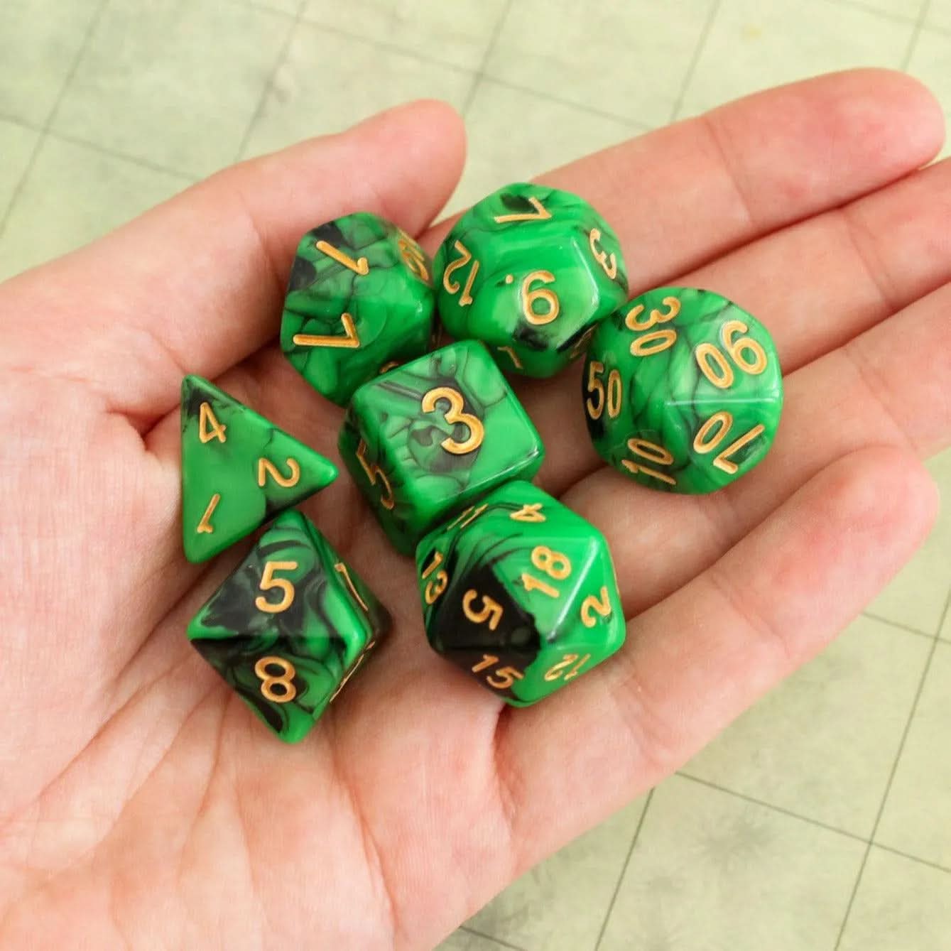 Green and Black Dice