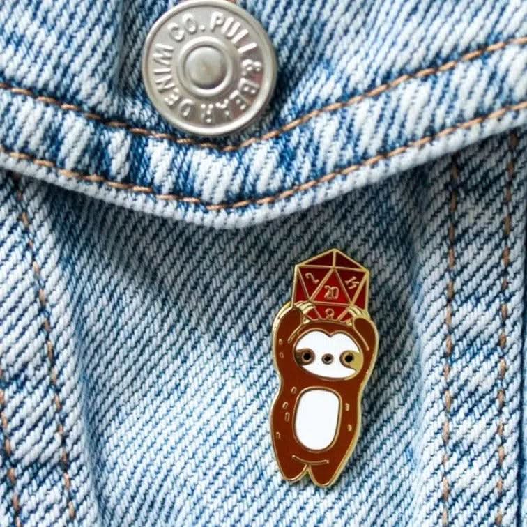DnD Enamel Pin Sloth D20 Pin DnD Pin Badge | Dungeons and Dragons