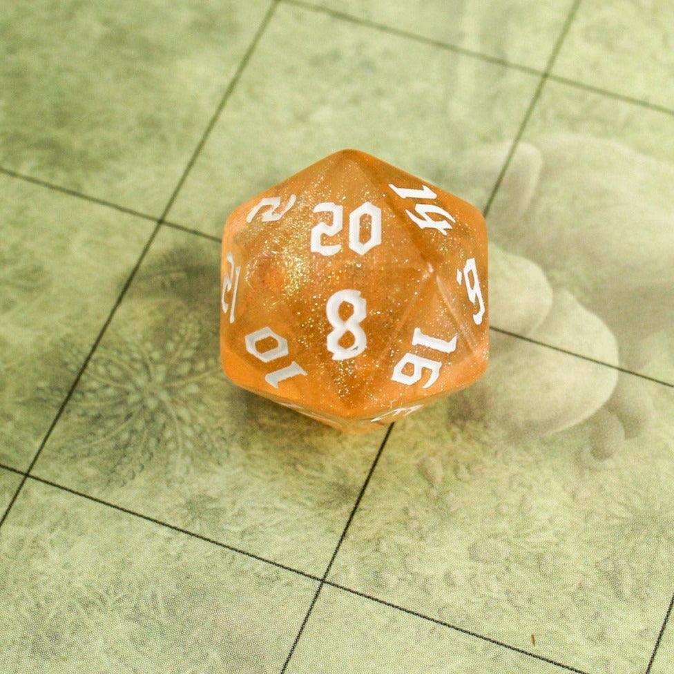 Glitter Peach DnD Dice Set| Dungeons and Dragons Dice (7) | Polyhedral Dice