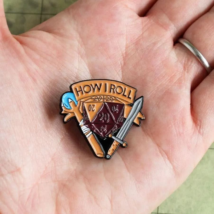 TTRPG  Gift How I Roll Badge Enamel Pin Broach