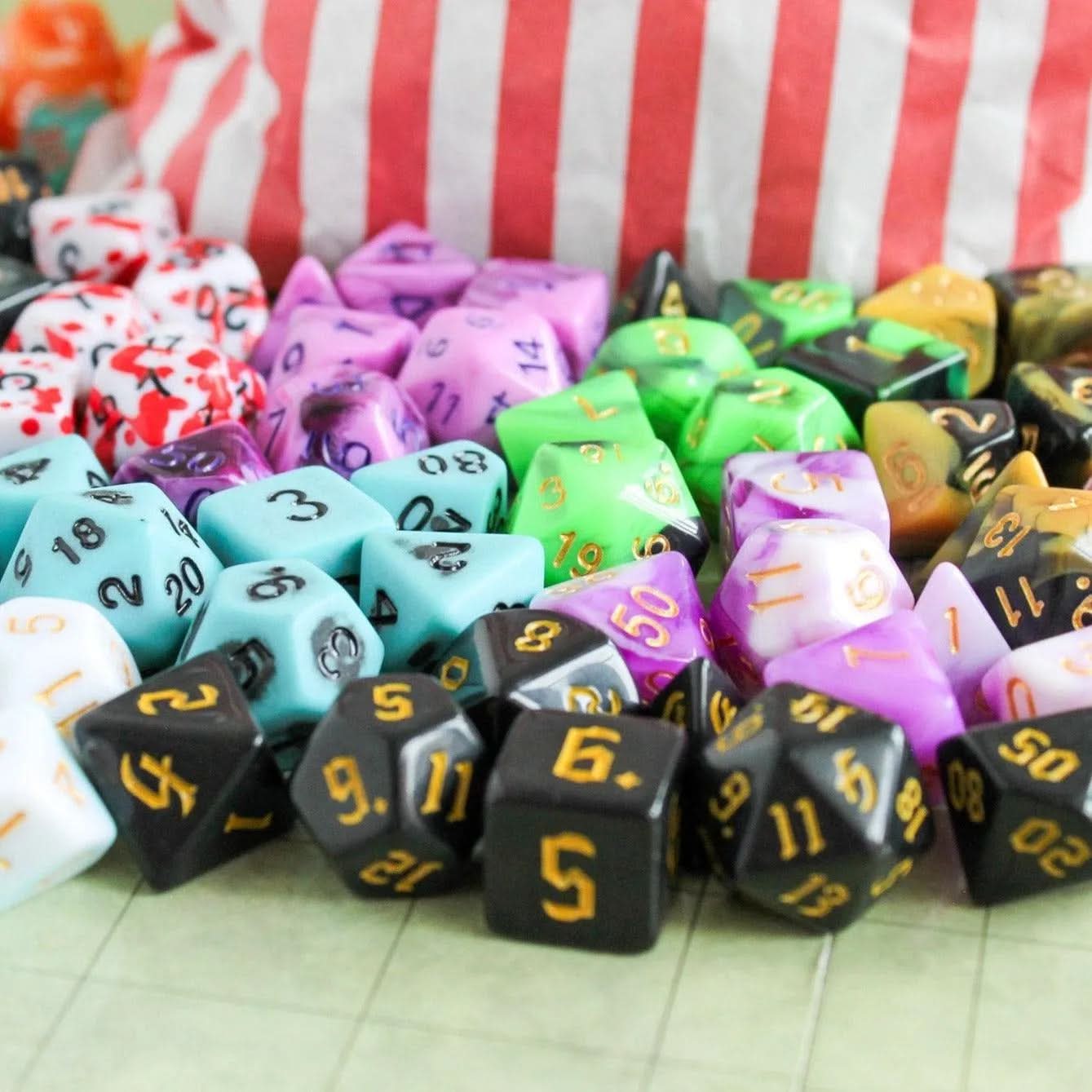 Tear and Share Bulk TTRPG  Mystery Dice Sets, Random Styles of Dice | Over 100 styles of TTRPG  Dice available | TTRPG  Gift Dice